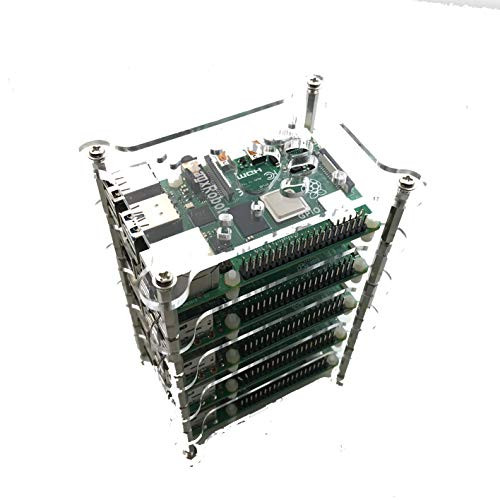 GeauxRobot Raspberry Pi 4 Model B 5-Layer Dog Bone Stack Clear Case Box Enclosure Also for Pi 3Bplus  3B, 2B Bplus  Aplus  B A