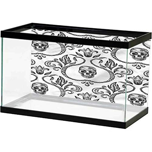 ScottDecor Gothic Undersea Backdrop for Photography Ornamental Skull and Flowers Water Tank Stickers L24 X H12 Inch ScottDecor Gothic Undersea Backdrop for Photography Ornamental Skull and Flowers Water Tank Stickers L24 X H12 Inch