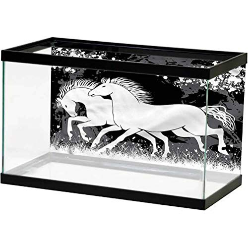 ScottDecor Modern Aquarium Background Sticker Gladiator Race Horses Side Aquarium Poster Background Decoration L24 X H12 Inch
