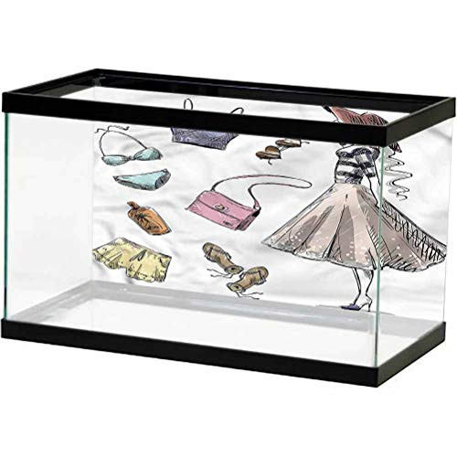 ScottDecor Heels and Dresses Aquarium Background Sticker Summer Theme Decals Sticker L24 X H12 Inch