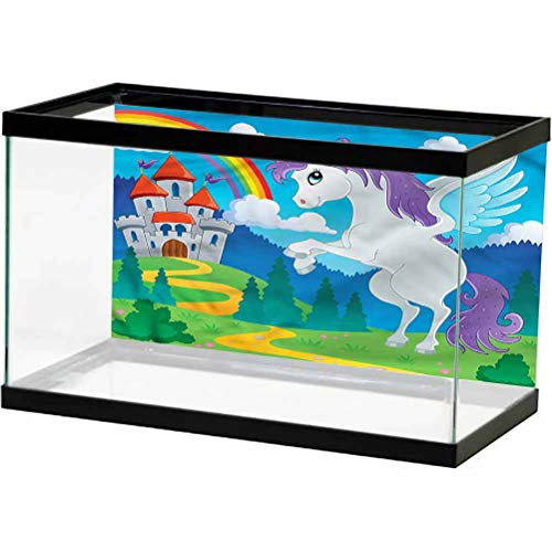 ScottDecor Kids Aquarium 3D Backdrops Unicorn with Rainbow Fairy Side Aquarium Poster Background Decoration L24 X H12 Inch