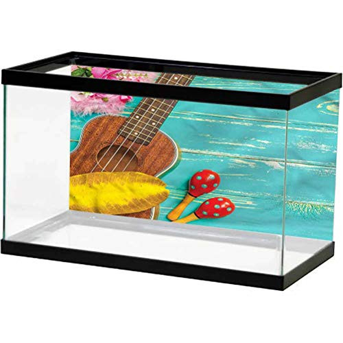 ScottDecor Music Aquarium Background Hawaiian Summer Ukulele Decals Sticker L24 X H12 Inch ScottDecor Music Aquarium Background Hawaiian Summer Ukulele Decals Sticker L24 X H12 Inch