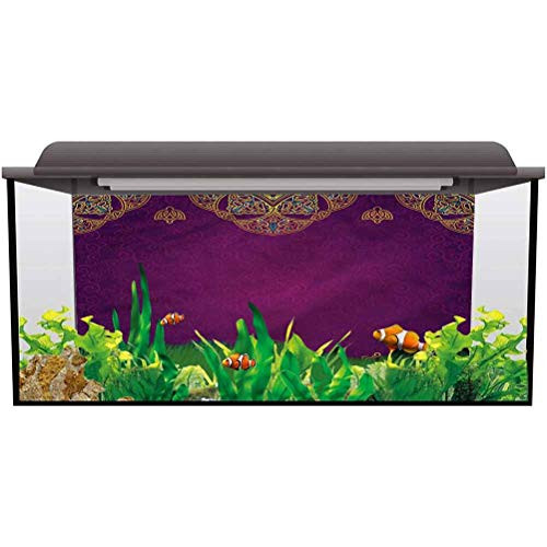 ScottDecor Tank Background Poster Backdrop Decoration Paper Oriental,Lace Style Ornament Thicken PVC Adhesive Static Cling L24 X H16 Inch