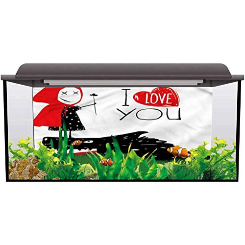 ScottDecor Tank Background Poster Backdrop Decoration Paper Quirky,Fairytale Inspired Artwork PVC Adhesive L24 X H16 Inch