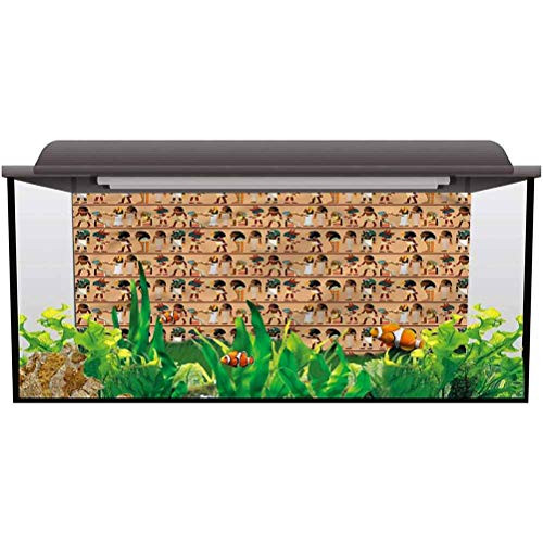 bybyhome Aquarium Background Egyptian,Egyptology Cartoon PVC Adhesive Decor Pape L24 X H12 Inch
