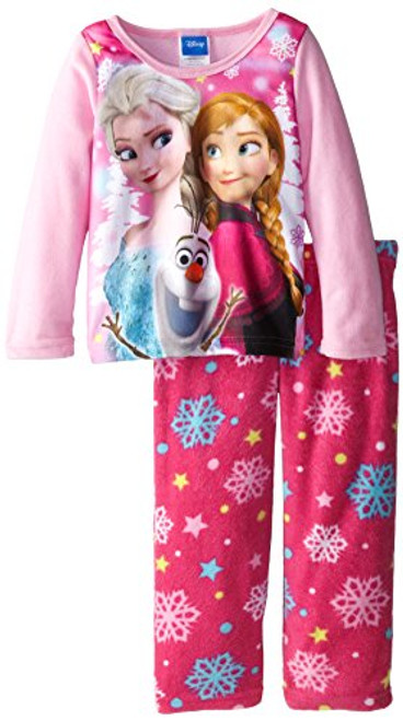 Disney Little Girls' Frozen Pink Anna Elsa and Olaf Cozy Fleece Sleep Set, Multi, 4 Disney Little Girls' Frozen Pink Anna Elsa and Olaf Cozy Fleece Sleep Set, Multi, 4