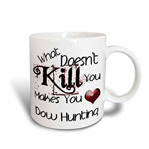 3dRose 185912_2 What Doesn't Kill You Bow Hunting Ceramic Mug, 15 oz, White