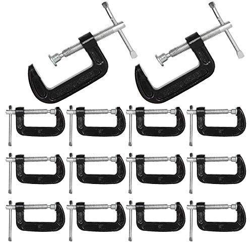 HNBun 14Piece 2inch C-Clamp, Malleable Iron Heavy Duty C-Clamp with Sliding Bar, 1-3/8 Inch Throat Depth Quick-Grip C Clamp for Woodworking, Welding, Automotive Repair, 2-Inch Jaw Opening