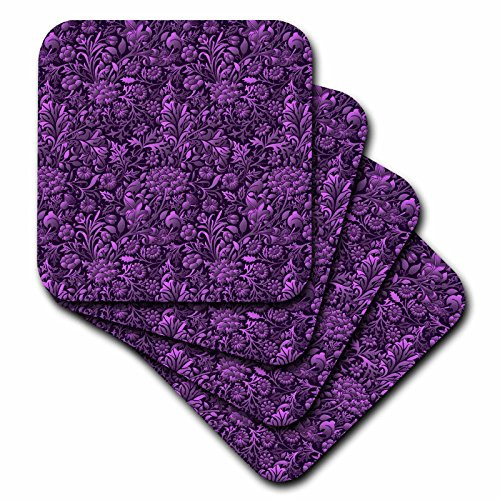 3dRose Purple Shaded William Morris Cherwell Floral Chintz - Soft Coasters, set of 4 (cst_220210_1)