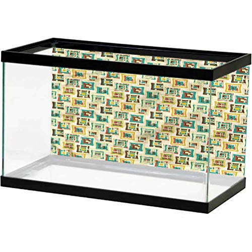 ScottDecor Geometric Undersea Backdrop Surreal Puzzle Shape Used for Household and Office Aquarium L24 X H16 Inch