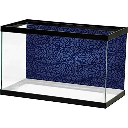 ScottDecor Indigo Aquarium Wallpaper Background Blue Floral Old Design 3D Double-Sided Adhesive Wallpaper L24 X H16 Inch