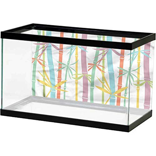 ScottDecor Japanese Undersea Backdrop Colorful Bamboo Tree Used for Household and Office Aquarium L24 X H16 Inch