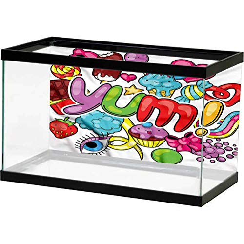 ScottDecor Kawaii Aquarium Poster Popsicles Lollypops Candies Side Aquarium Poster Background Decoration L24 X H16 Inch