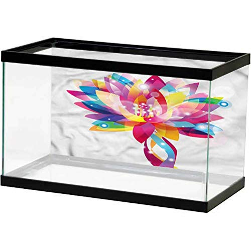 ScottDecor Lotus Aquarium Decor Backgrounds Rainbow Colored Petals Hippie 3D Double-Sided Adhesive Wallpaper L24 X H16 Inch