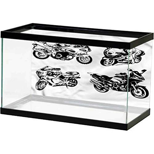 ScottDecor Motorcycle Underwater World Backdrop Motorbikes PVC Adhesive L24 X H16 Inch