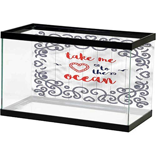 ScottDecor Nautical Aquarium Background Take Me to The Ocean Heart Used for Household and Office Aquarium L24 X H16 Inch