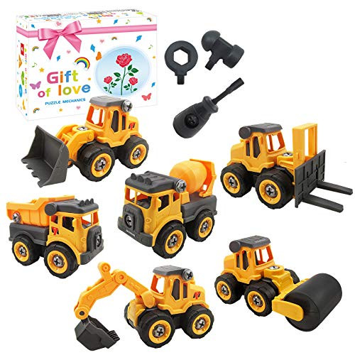 Mini Construction Trucks, Mingbai Construction Vehicles Site for Kids Engineering Toys Playset for Boys, Detachable Engineering Vehicle Car Toys, Gifts for Holiday Party Favor, Dump Educational Toy
