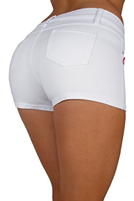 Basic Booty Shorts Premium Stretch French Terry Moleton with a Gentle Butt Lifting Stitching in White Size S