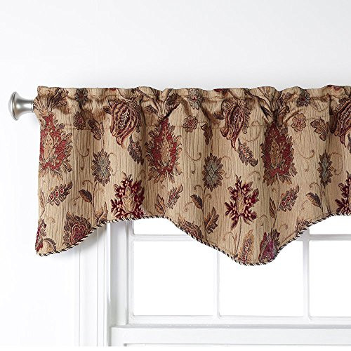 Stylemaster Home Products Renaissance Home Fashion Melbourne Chenille Scalloped Valance with Cording, 52 by 17-Inch, Wheat
