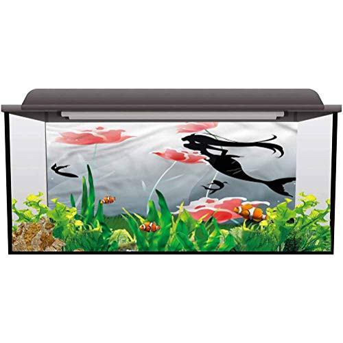 ScottDecor Aquarium Background Sticker Underwater,Mermaid Silhouette Sea PVC Self-Adhesive Decor Wall L24 X H24 Inch