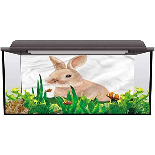 ScottDecor Aquarium Background Rabbit,Watercolor Bunny Portrait PVC Adhesive L24 X H24 Inch