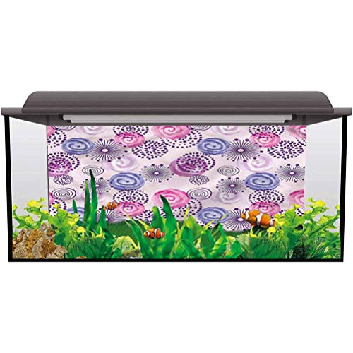 ScottDecor Aquarium Background Picture Purple,Watercolor Flower Art PVC Adhesive L24 X H24 Inch
