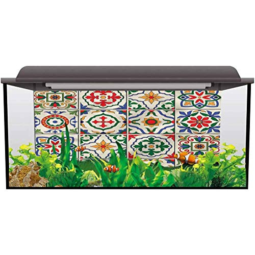 ScottDecor Aquarium Background Decoration Moroccan,Flowers Leaves Composition Static Cling L24 X H24 Inch ScottDecor Aquarium Background Decoration Moroccan,Flowers Leaves Composition Static Cling L24 X H24 Inch