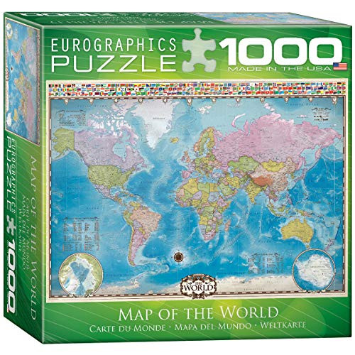 EuroGraphics Small Box Map of The World with Flags Puzzle 1000 Piece