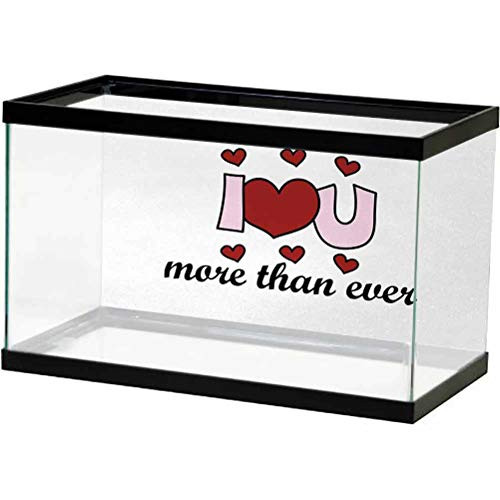 I Love You More Aquarium Background Special Message of Love Stylized Text Affection Infatuation Theme Summer Holiday Children Birthday Party Photo Studio Ruby Baby Pink Black L30 X H12 Inch
