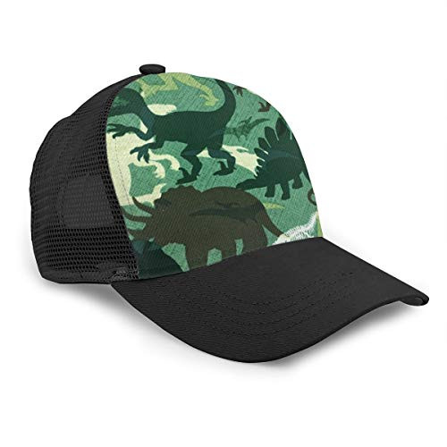 Men's Classic Baseball Sport Cap Hat - Green Dinosaurs Camouflage