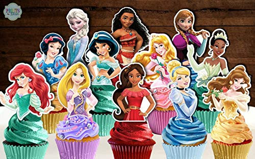 Set of 12 DISNEY PRINCESS Cupcake Toppers, Disney Princess Cake Toppers, Disney Princess Cupcake Picks