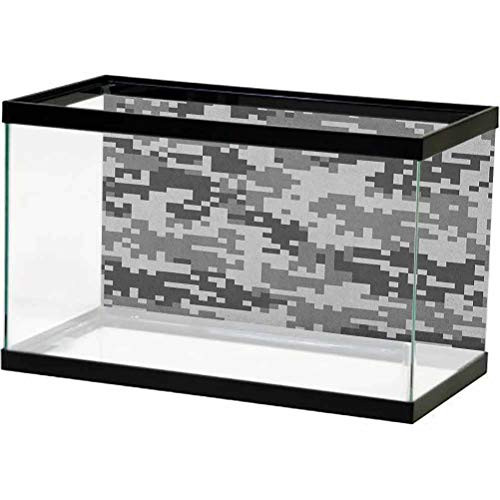 Camo Underwater World Backdrop Digital Pixel Effect Modern Design Conceptual Commando Inspired Grey Toned PVC Adhesive Decor Paper Cling Decals Poster Grey Pale Grey Silver L30 X H12 Inch