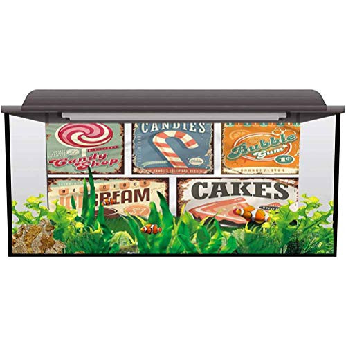 ScottDecor Underwater World Backdrop Vintage,50s Theme Candy Shop PVC Sticker Pictures Poster Background Decoration L30 X H12 Inch