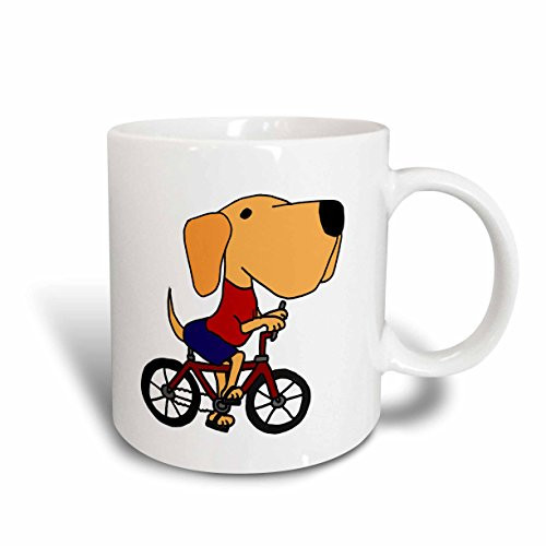 3dRose mug_195225_2 Funny Yellow Labrador Retriever Riding Bicycle - Ceramic Mug, 15-ounce