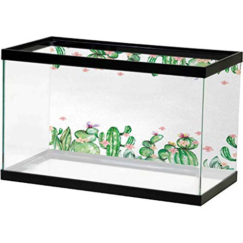 ScottDecor Cactus Aquarium Wallpaper Background Mexico Style Romantic Tender Blossoms and Barren Heath Natural Vegetation Decals Poster Green Coral Lavender L30 X H18 Inch