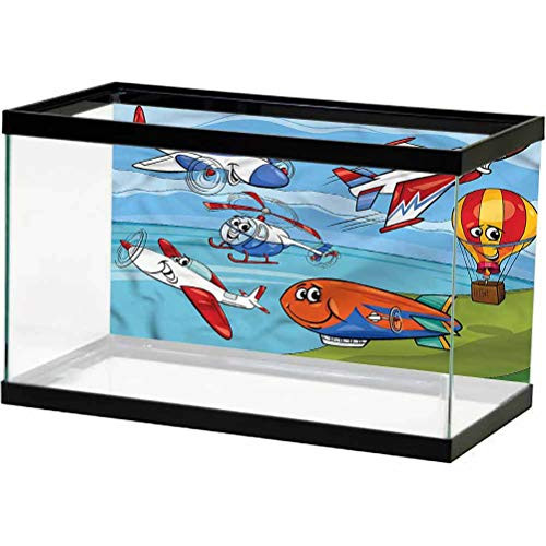ScottDecor Kids Aquarium Decor Backgrounds Aeroplane Jets and Helicopter 3D Double-Sided Adhesive Wallpaper L24 X H24 Inch ScottDecor Kids Aquarium Decor Backgrounds Aeroplane Jets and Helicopter 3D Double-Sided Adhesive Wallpaper L24 X H24 Inch