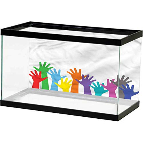 ScottDecor Kids Aquarium Background Sticker Colorful Children Lifted Hands Paper Cling L24 X H24 Inch ScottDecor Kids Aquarium Background Sticker Colorful Children Lifted Hands Paper Cling L24 X H24 Inch