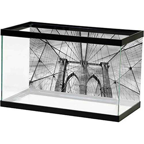 ScottDecor Landscape Aquarium Background Sticker New York Brooklyn Bridge PVC Adhesive Static Cling Wallpaper Sticker L24 X H24 Inch