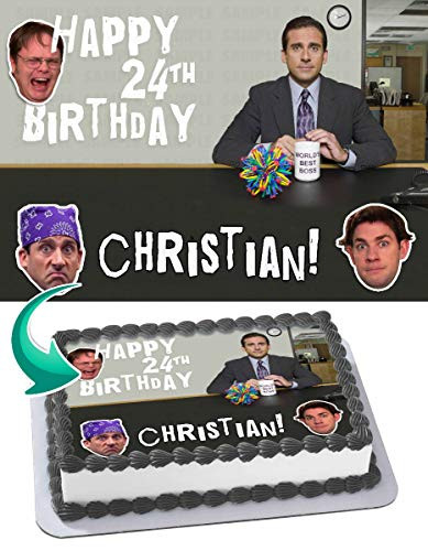 Cakecery The Office Personalized Edible Cake Topper 1/2 11.7 x 17.5 Birthday Cake Topper
