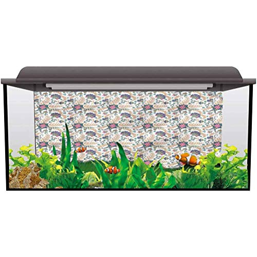 ScottDecor Aquarium Background Sticker Jacobean,Gentle Foliage Elements Undersea World L30 X H12 Inch
