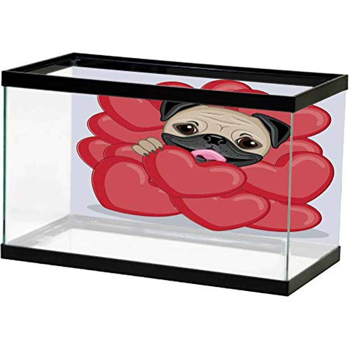 ScottDecor Aquarium Background Sticker Pug,LoveValentinesInspiredDogDrawingwithHugeHeartsandCutePetHandDrawn,RedBlackPaleBrown PVC Sticker Pictures Poster Background Decoration L30 X H12 inch ScottDecor Aquarium Background Sticker Pug,LoveValentinesInspiredDogDrawingwithHugeHeartsandCutePetHandDrawn,RedBlackPaleBrown PVC Sticker Pictures Poster Background Decoration L30 X H12 inch