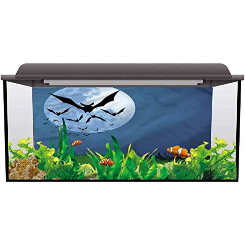 ScottDecor PVC Aquarium Background Halloween,Cloud of Bats Flying Summer Holiday Children Birthday Party Photo Studio L30 X H12 Inch