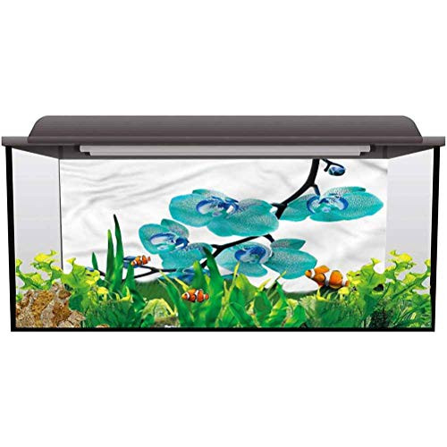bybyhome Underwater Backdrop Image Decor Aqua,Blossoming Orchids on Branch for Birthday Party Banner Decor Aquarium L24 X H24 Inch