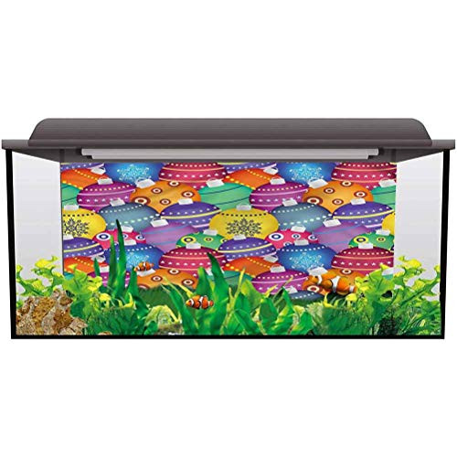 bybyhome PVC Aquarium Background Christmas,Colorful Xmas Balls Underwater Decor Paper Cling Decals Sticker L24 X H24 Inch