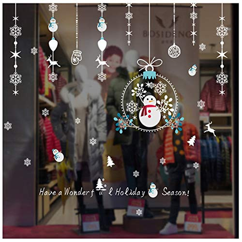 DIY White Snow Christmas Wall Stickers Window Glass Festival Decals Santa Murals New Year Christmas Decorations for Home Decor
