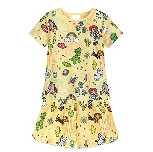 Toy Story Girls Jessie, Bullseye Yellow Pajama Shorts Set 5/6