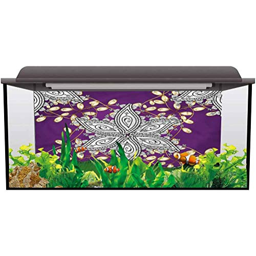 ScottDecor Aquarium Background Decoration Mauve,Vintage Floral Petals PVC Adhesive L30 X H18 Inch
