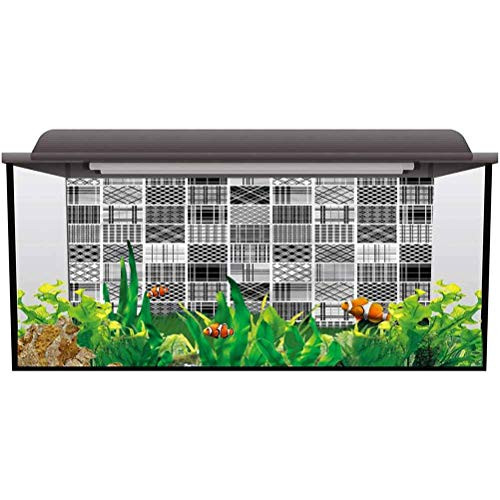 Underwater Backdrop Image Decor Grey,Plaid Patchwork Retro Paper Cling L30 X H18 Inch