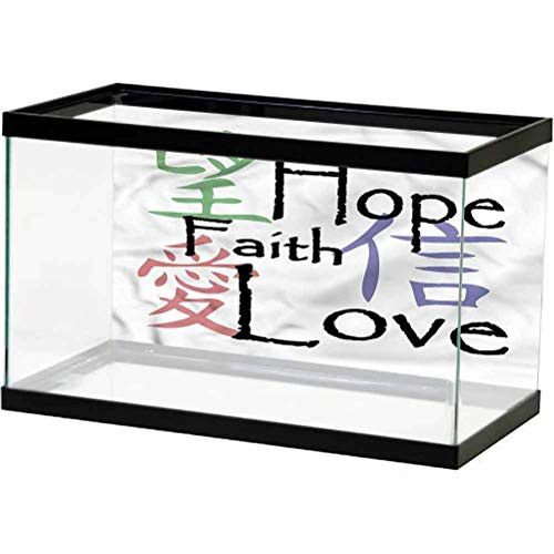 ScottDecor Hope Undersea Backdrop Chinese Faith Love Symbols Used for Household and Office Aquarium L30 X H12 Inch