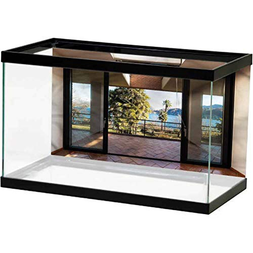 ScottDecor Modern Aquarium Background Modern Summer House Terrace Side Aquarium Poster Background Decoration L30 X H12 Inch